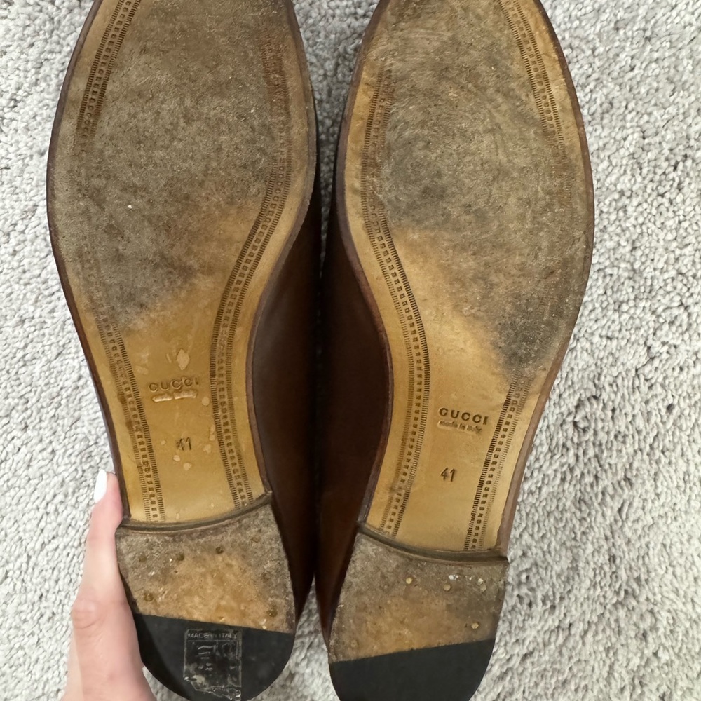 Gucci Jordaan loafers size 11 in dark brown with gold hardware - Picture 2 of 3